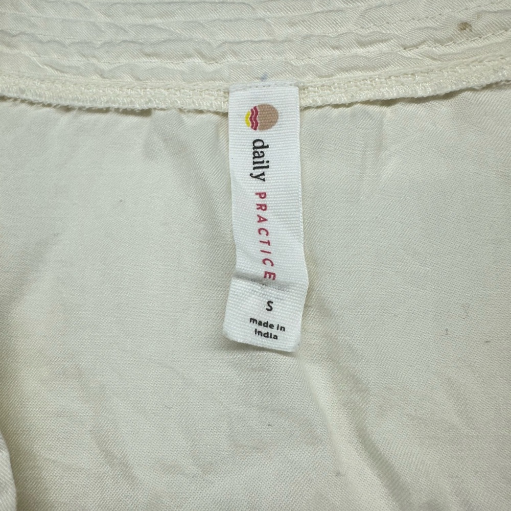 Anthropologie Daily Practice V-Neck Floral Short-Sleeve Top Cream Women’s Small - Picture 4 of 8